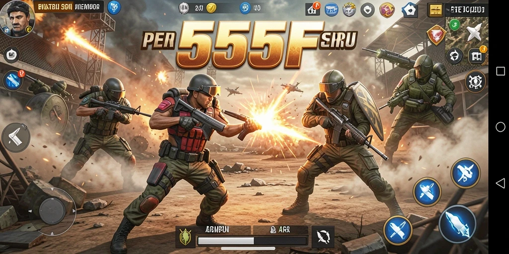 Gameplay seru dengan pertarungan mendebarkan di 555F.