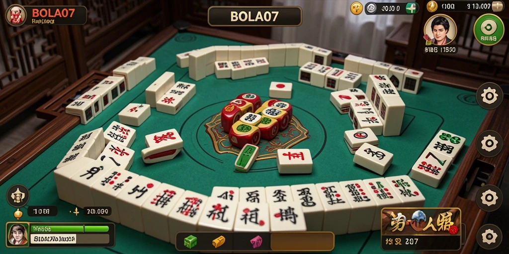 Screenshot gameplay BOLA07 menampilkan papan Mahjong yang menarik.