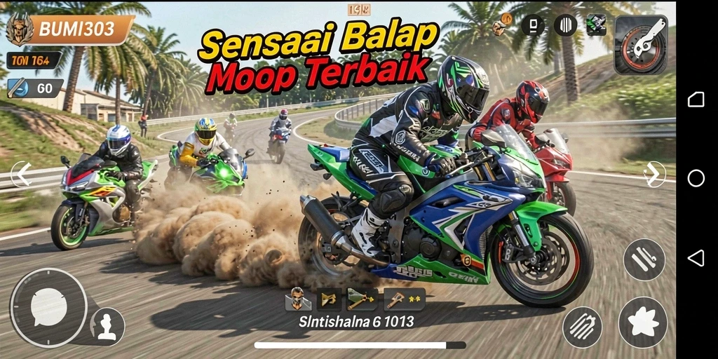 Tampilan gameplay seru dalam BUMI303 dengan kecepatan tinggi dan adrenalin.