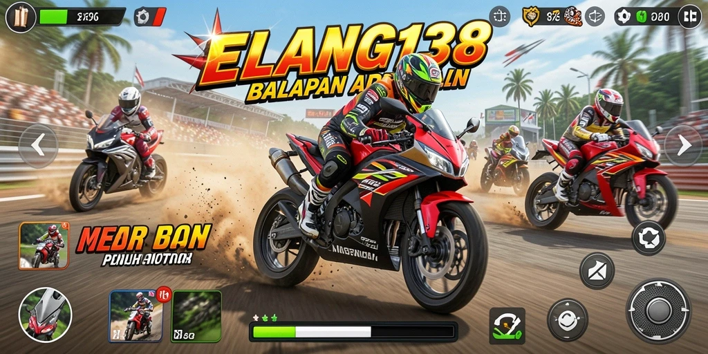 Screenshot gameplay ELANG138 menampilkan aksi balapan yang mendebarkan.