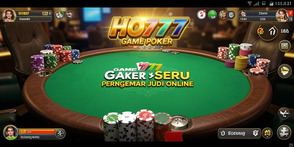 Screenshot utama gameplay Poker HO777 yang menunjukkan suasana permainan.
