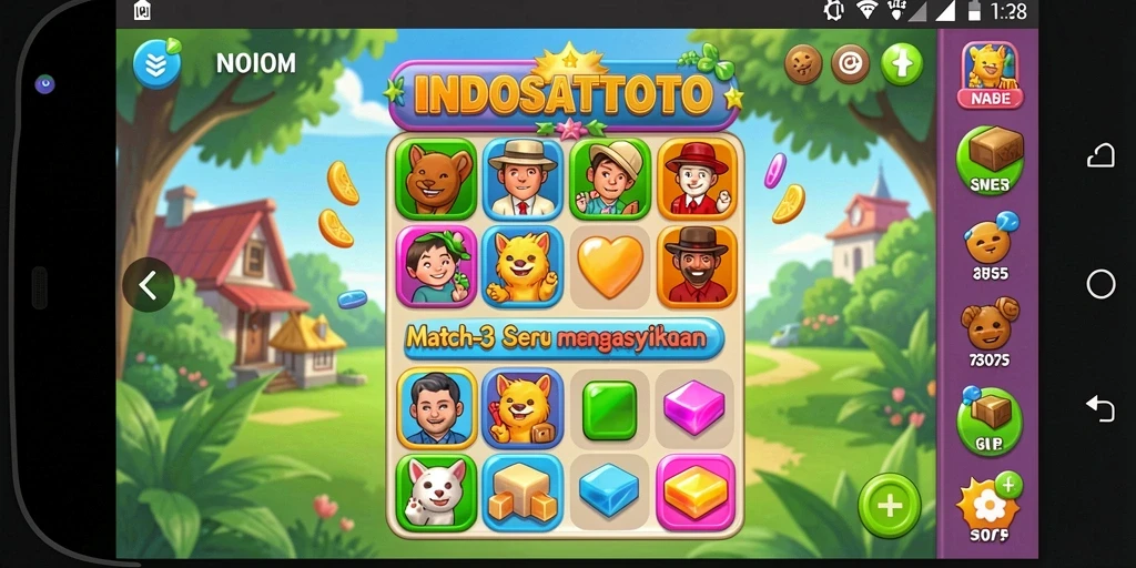 Tampilan gameplay seru INDOSATTOTO dengan tantangan Match-3.