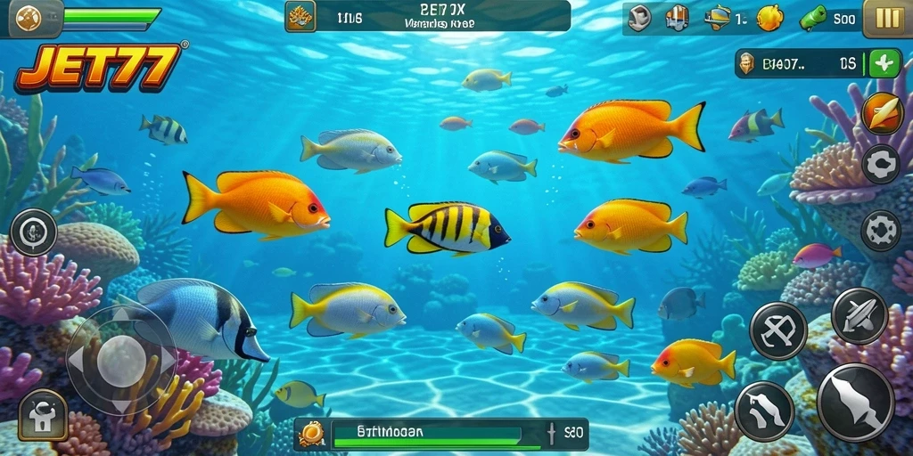 Tampilan gameplay seru JET77 dengan aksi Tembak Ikan yang memukau.