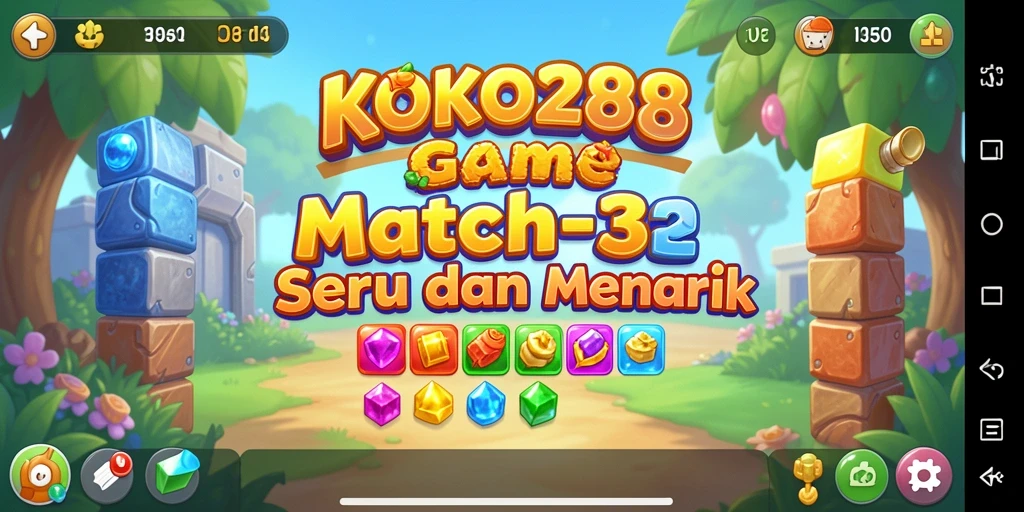 Tampilan gameplay KOKO288 dengan elemen Match-3 yang colorful dan dinamis.