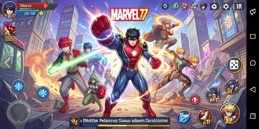 Menggambarkan aksi seru dalam permainan Anime MARVEL77.