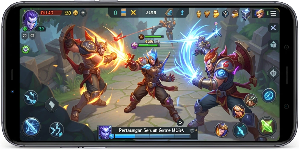 Screenshot gameplay OLLO4D dengan pertarungan seru antara karakter.