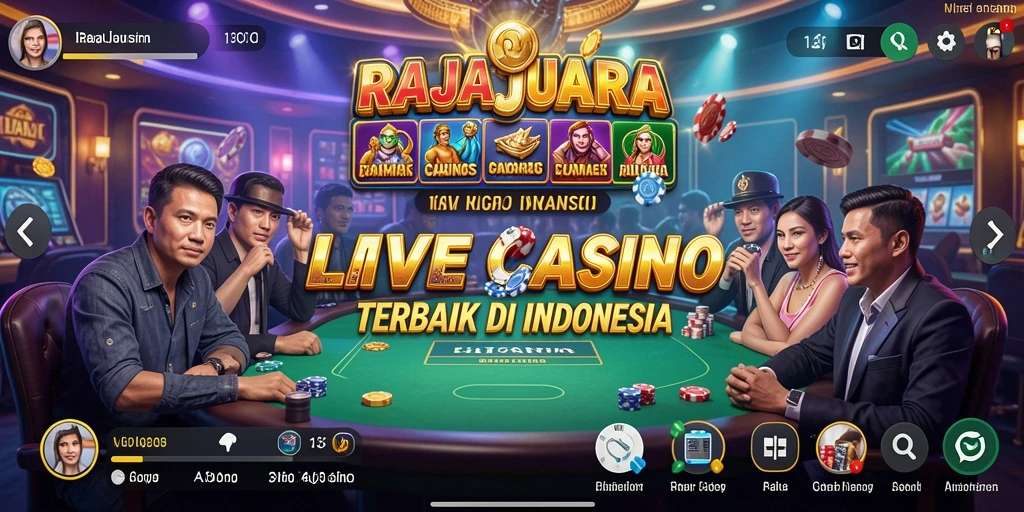 Screenshot gameplay Live Casino RAJAJUARA menampilkan interaksi dealer dan pemain.