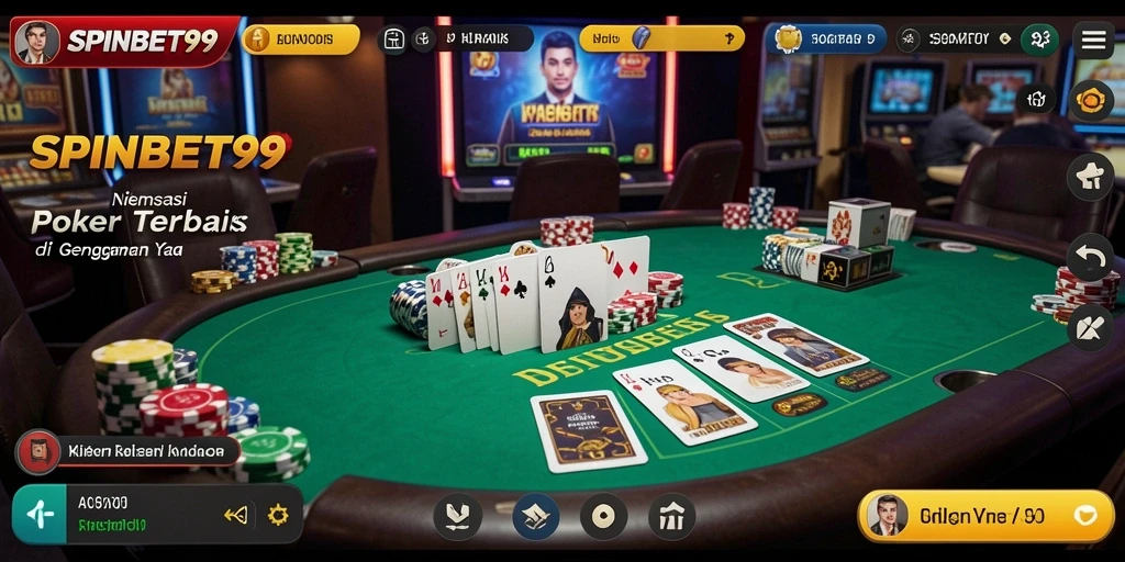 Tampilan gameplay seru di SPINBET99 dengan pemain poker yang aktif.