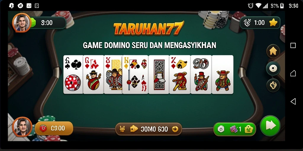 Screenshot TARUHAN77 menampilkan gameplay Domino yang menarik dan seru.