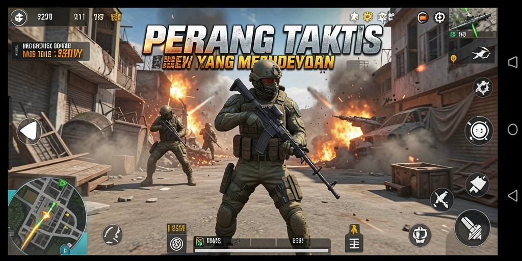 Tampilan gameplay V21 dengan aksi tembak-menembak yang intens.